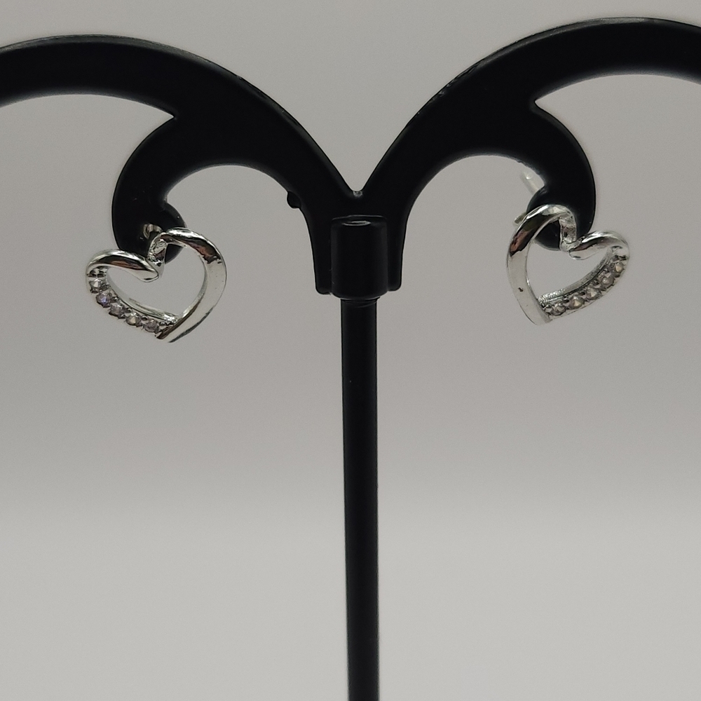 Heart-shaped sterling‎ silver earrings (NWOT)